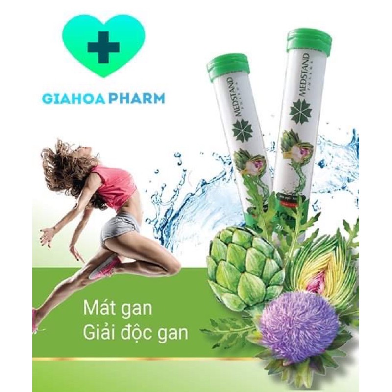 Viên sủi Medstand - Actiso, râu ngô, rau má (Tuýp 20 viên)