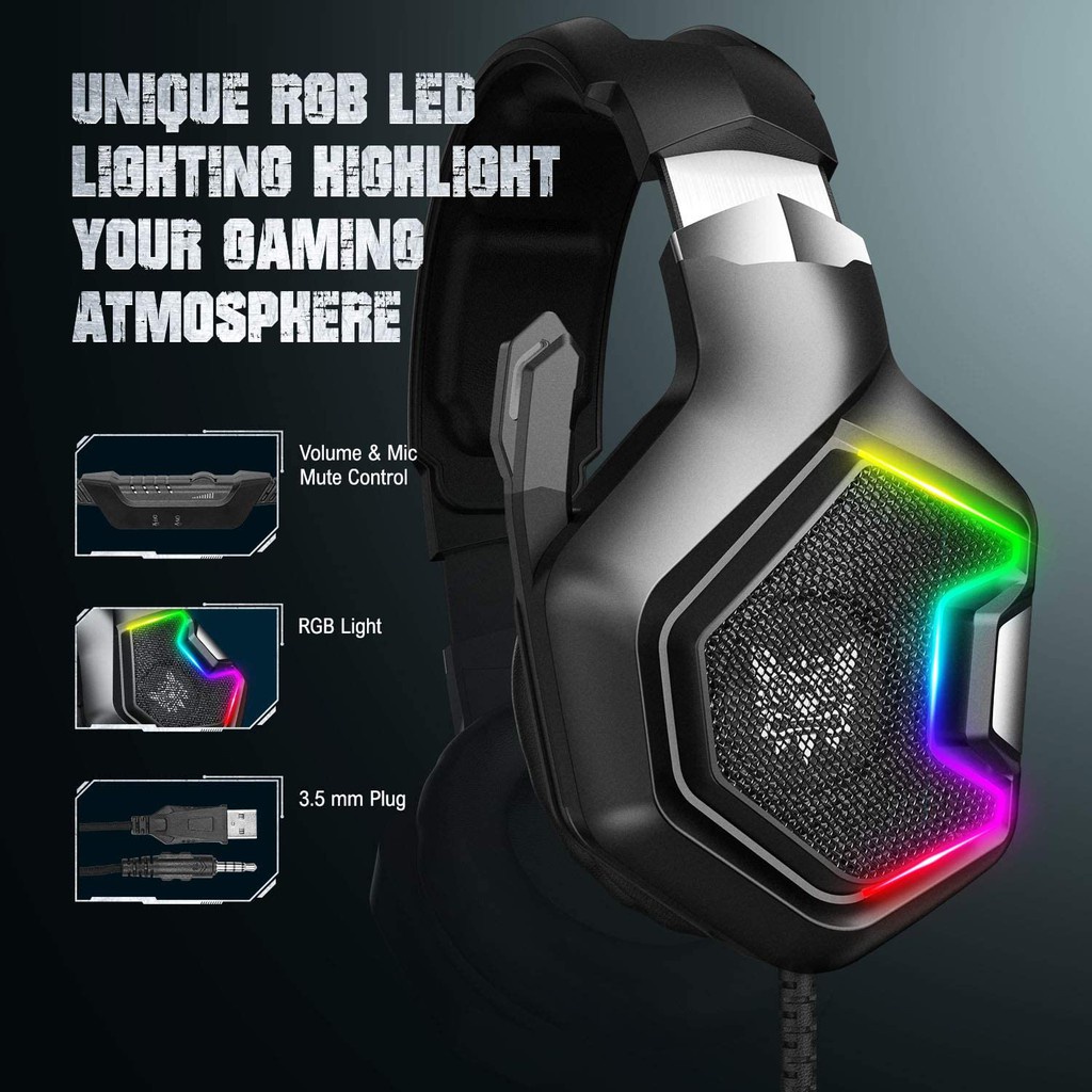 Tai Nghe Chơi Game K100% Chính Hãng K10 Pro Ps4 Có Đèn Led Và Mic Cho Pc / Laptop / Ps4