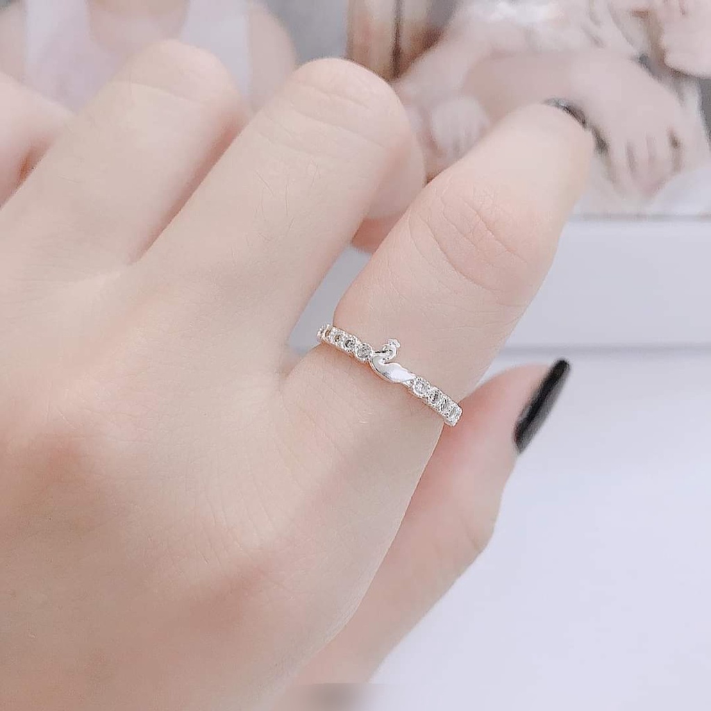 Nhẫn bạc nữ chuẩn bạc 925 thật DaLiA Jewelry nhẫn hở hình con vịt con lon ton đáng yêu