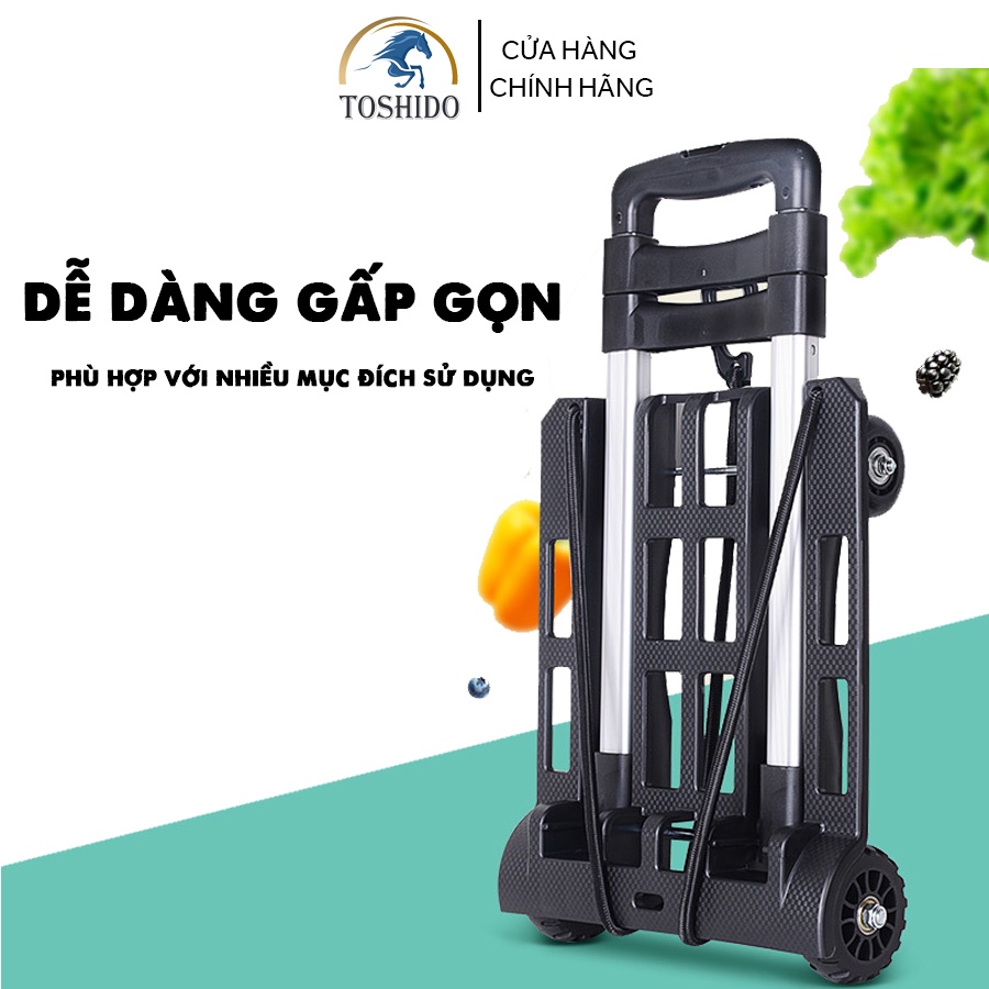 (Tặng kèm dây chằng) Xe Kéo 4 Bánh Gấp Gọn - Xe Đẩy Đi Siêu Thị, Du Lịch Tải Trọng 65kg