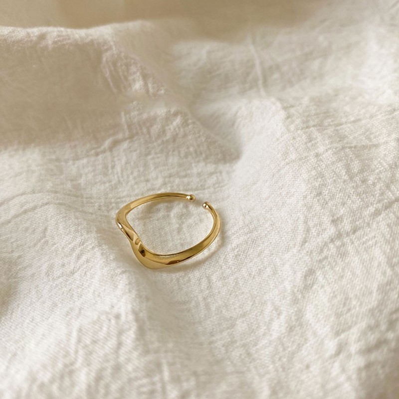 Fashion wave shape pure copper ring