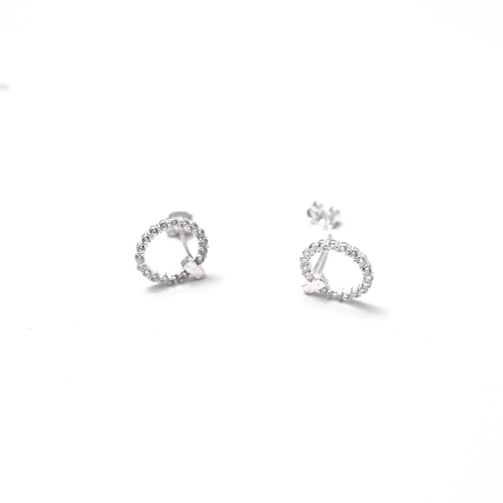 Bông tai bạc ATJ9084 , hoa tai nữ hình tròn đá ANTA Jewelry