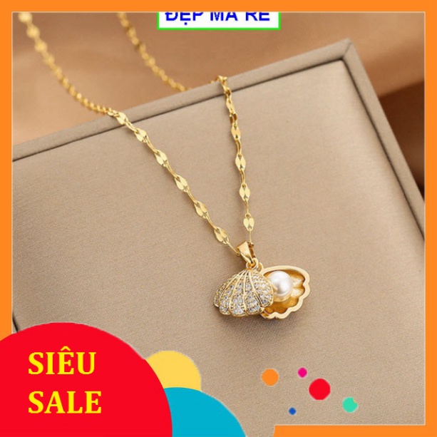 Dây chuyền nữ đẹp nhất kiểu dáng vỏ sò sang chảnh - Hàng chuẩn titan màu sắc bóng đẹp - Cam kết 1 đổi 1 nếu đen và gỉ sé