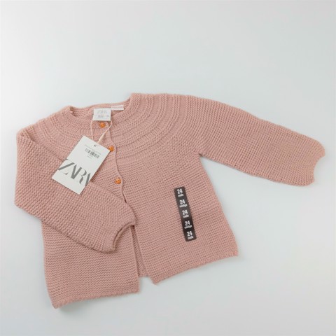 Áo len cài cúc Zara bé gái - Hồng