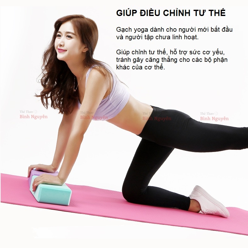 Gạch tập yoga - Yoga block xốp EVA nén bền chắc , chống trượt , chống mài mòn điều chỉnh sai tư thế , hỗ trợ tập luyện