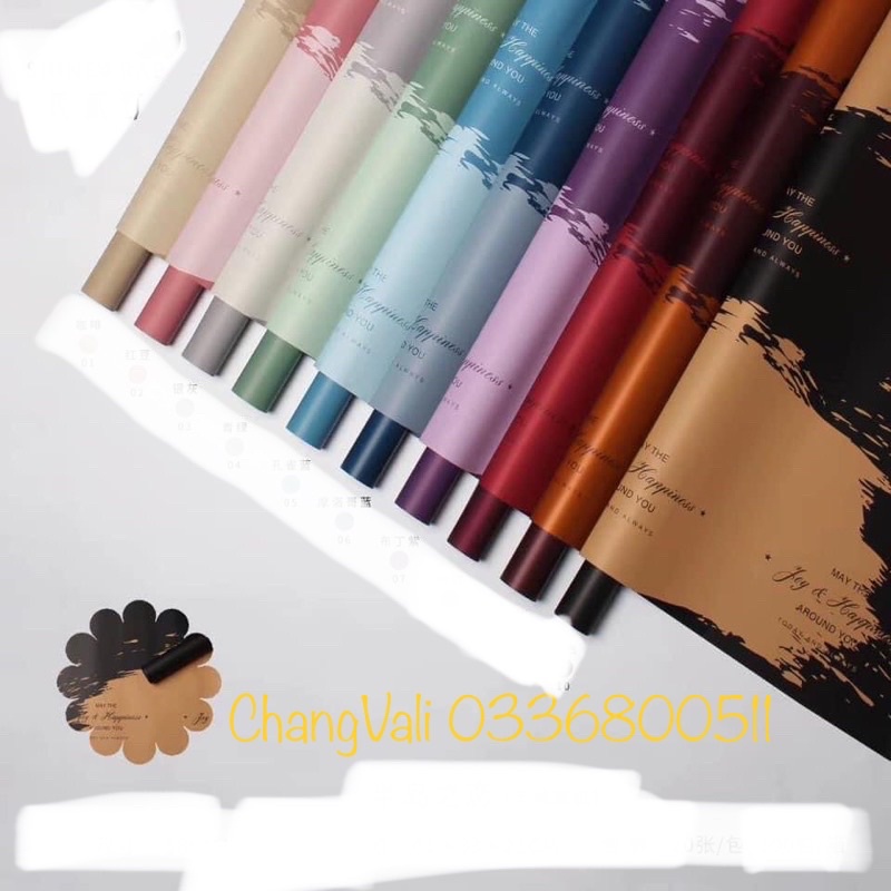 Giấy gói hoa 2 mặt vệt sơn in chữ-loại dày đẹp 20 tờ