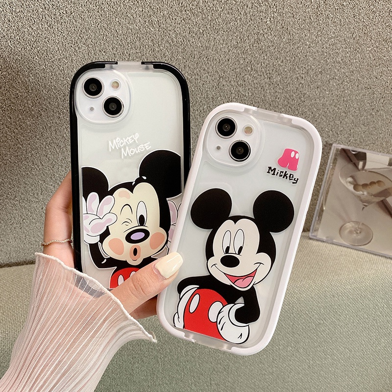 Ốp Điện Thoại Trong Suốt 2 Trong 1 Hình Chuột Mickey Cho iPhone 7 8 Plus X XS XR 11 12 13 Pro Max