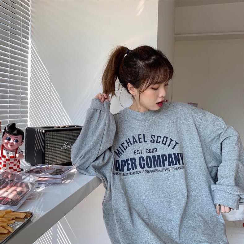 Áo khoác nam nữ thể thao ulzzang Paper company màu xám 🌸 Áo sweater hoodie kiểu dáng thể thao form rộng unisex K33 | BigBuy360 - bigbuy360.vn