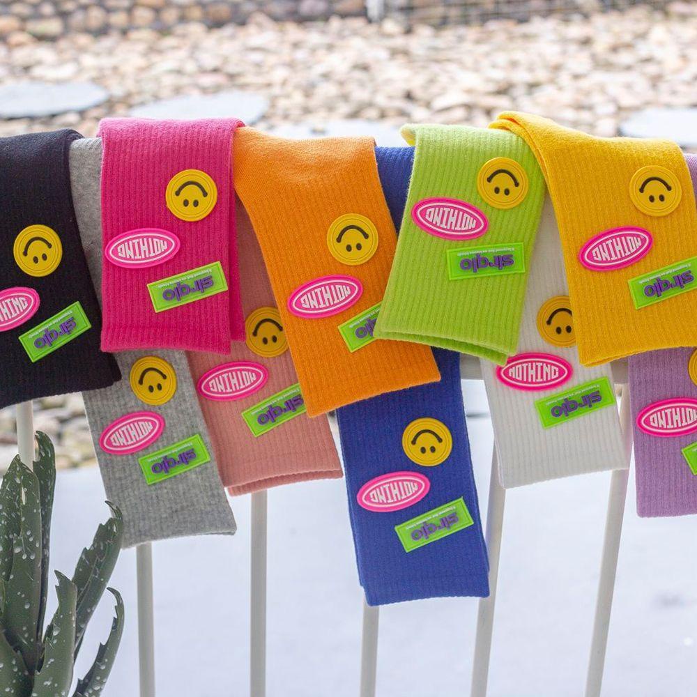 MIQUEL Vớ Cotton Màu Trơn Họa Tiết Hoạt Hình Phong Cách Đường Phố Đơn Giản Dành Cho Nữ