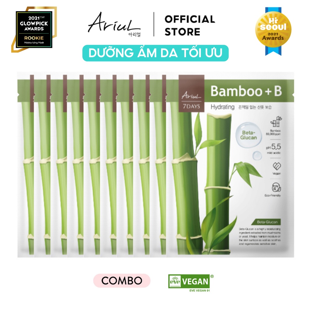 Combo 10 mặt nạ 7 ngày Ariul 7 Days Mask (Chiết xuất nước tre) 23ml x 10