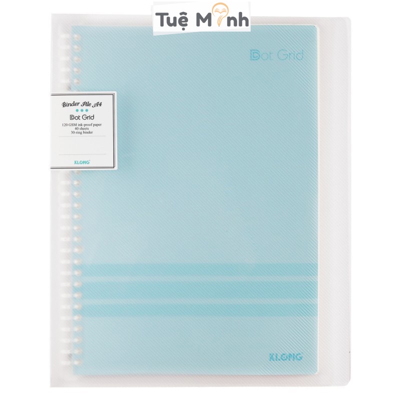 Sổ Klong còng nhựa A4 40 tờ Dotgird, File binder nhựa bìa màu Pastel 30 chấu, Klong MS 555