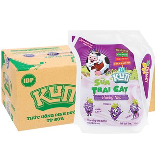 Thùng 24 Túi Sữa Chua Uống Kun Hương Dâu / Cam / Socola/ Nho 110ml