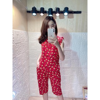 Bộ đồ lanh lụa hoa nhí nữ