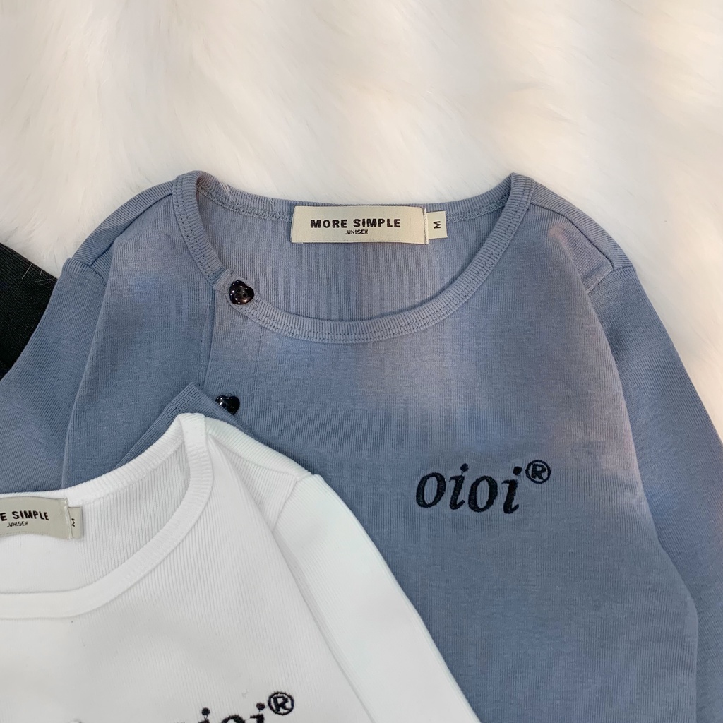 Áo Croptop Nữ Dài Tay OIOI Vải Thun Gân Phong Cách Ulzzang màu ĐEN/TRẮNG/XÁM