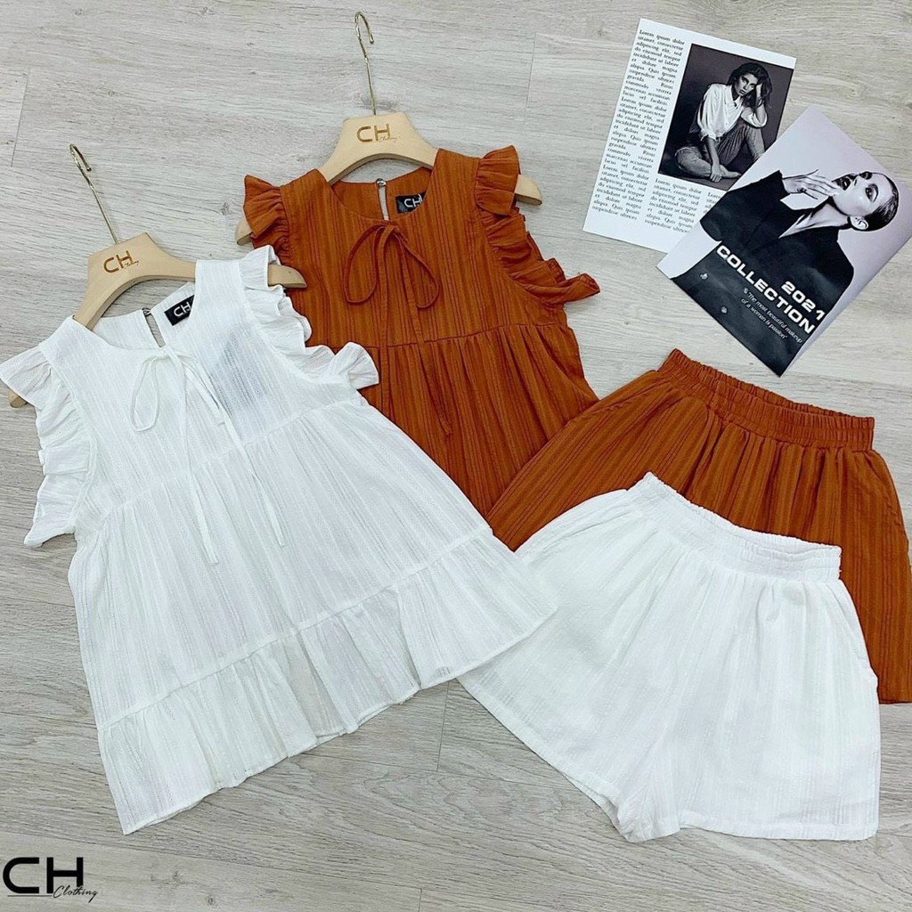 Set đồ nữ cá tính, set quần sóc áo quây đi chơi sang chảnh mùa hè đẹp 8A00148 | BigBuy360 - bigbuy360.vn