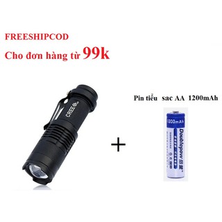 Đèn pin siêu sáng SK-68 Tặng Pin tiểu sạc Doublepow 1200mAh
