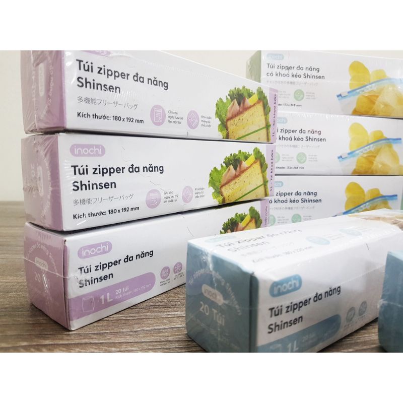 Túi zipper đa năng Shinshen 1L (có bấm trắng) - Túi lưu trữ thực phẩm, Khóa kéo miệng túi chắc chắn, Chất lượng Nhật Bản