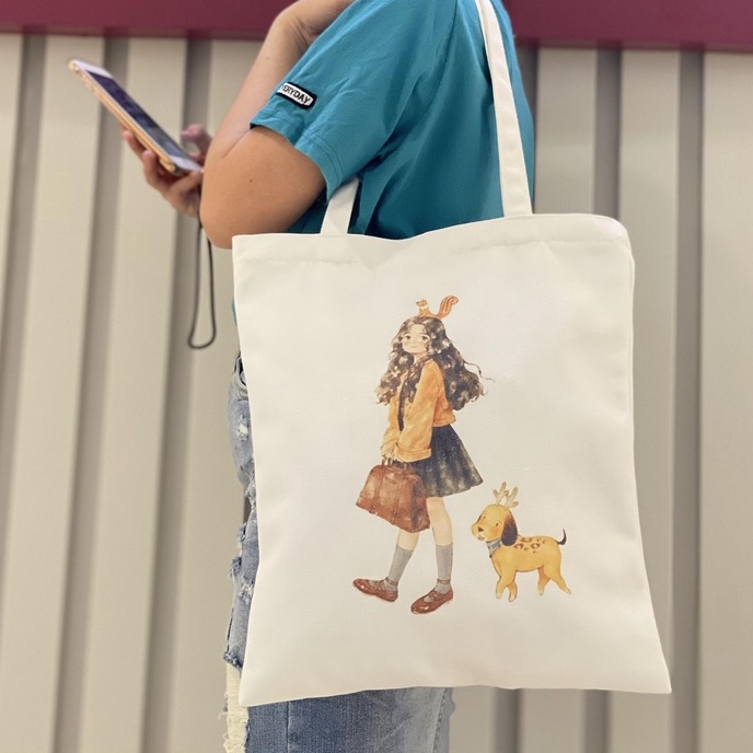 [Hàng tặng không bán] Túi Canvas Tote vải bố kiểu dáng hàn quốc