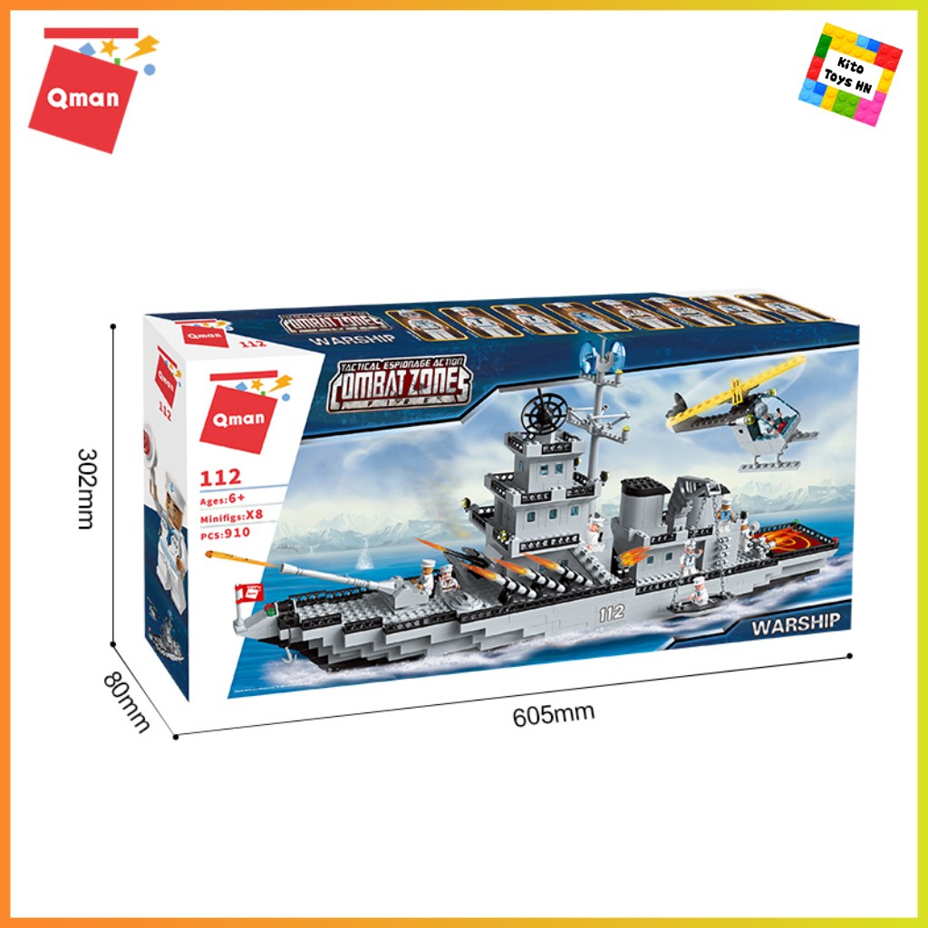 Bộ Đồ Chơi Lego Lắp Ráp Mô Hình Qman 112 Tàu Quân Sự Chiến Hạm 910 Chi Tiết 8 Minifigures Cho Trẻ Từ 6 Tuổi