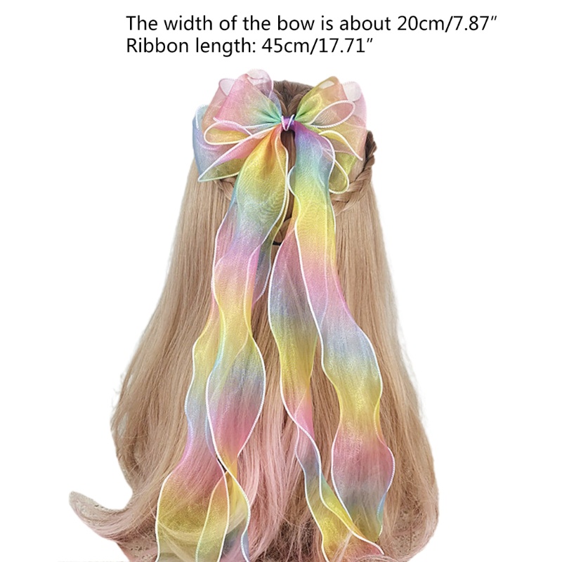 Kẹp Tóc Nơ Ruy Băng Màu Gradient Cỡ Lớn