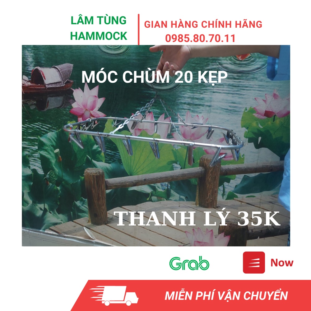 Thanh Lý Móc chùm inox 20 kẹp, móc chùm phơi đồ quần áo em bé giá siêu rẻ