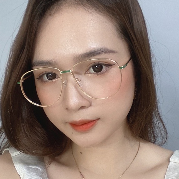 Gọng Kính Cận, Kính Giả Cận Nam Nữ, Mắt Phi Công Tròn To Gọng Kim Loại Hàn Quốc - BLUE LIGHT