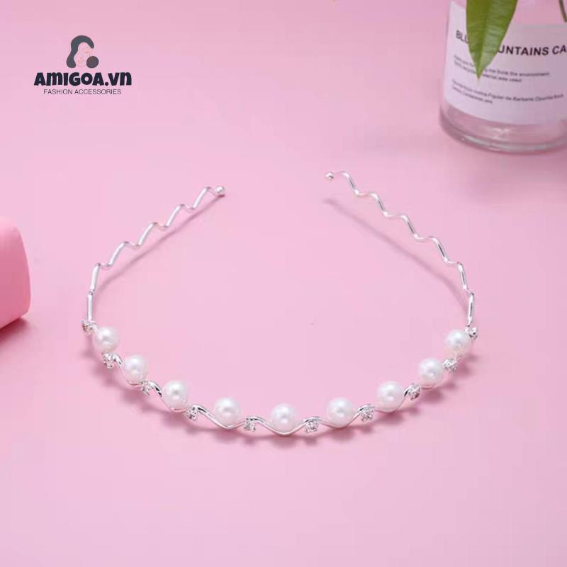 Băng Đô Đính Đá Ngọc Trai Nhân Tạo Thời Trang
