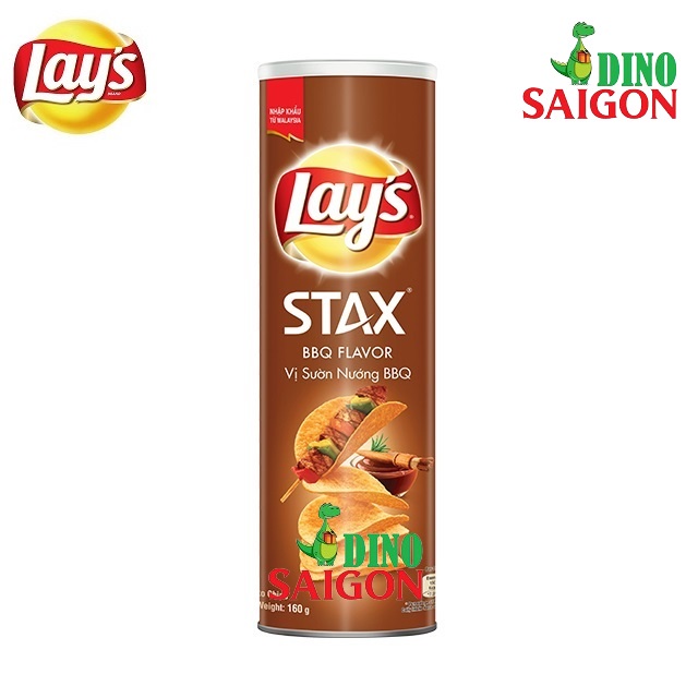 Combo 2 Hộp Bánh Snack Khoai Tây Lay's Stax Malaysia 160g vị Sườn Nướng BBQ và vị Tôm Hùm Nướng