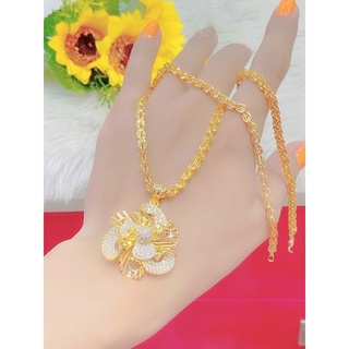 Dây chuyền phụng mặt hoa dát vàng 18 cao cấp