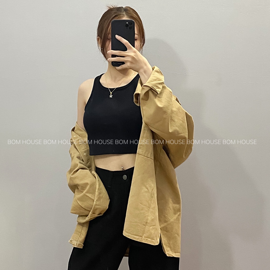 Áo Khoác KaKi Trơn 4 Màu BOM HOUSE Nam Nữ Unisex Ulzzang