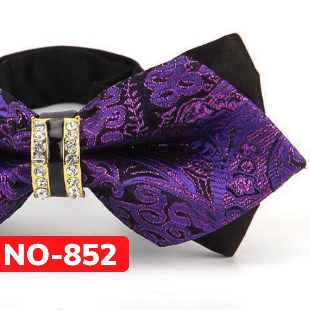 Nơ cài cổ áo Nam màu tím đính đá thời trang dành cho chú rể, dự tiệc, chụp ảnh NO-852