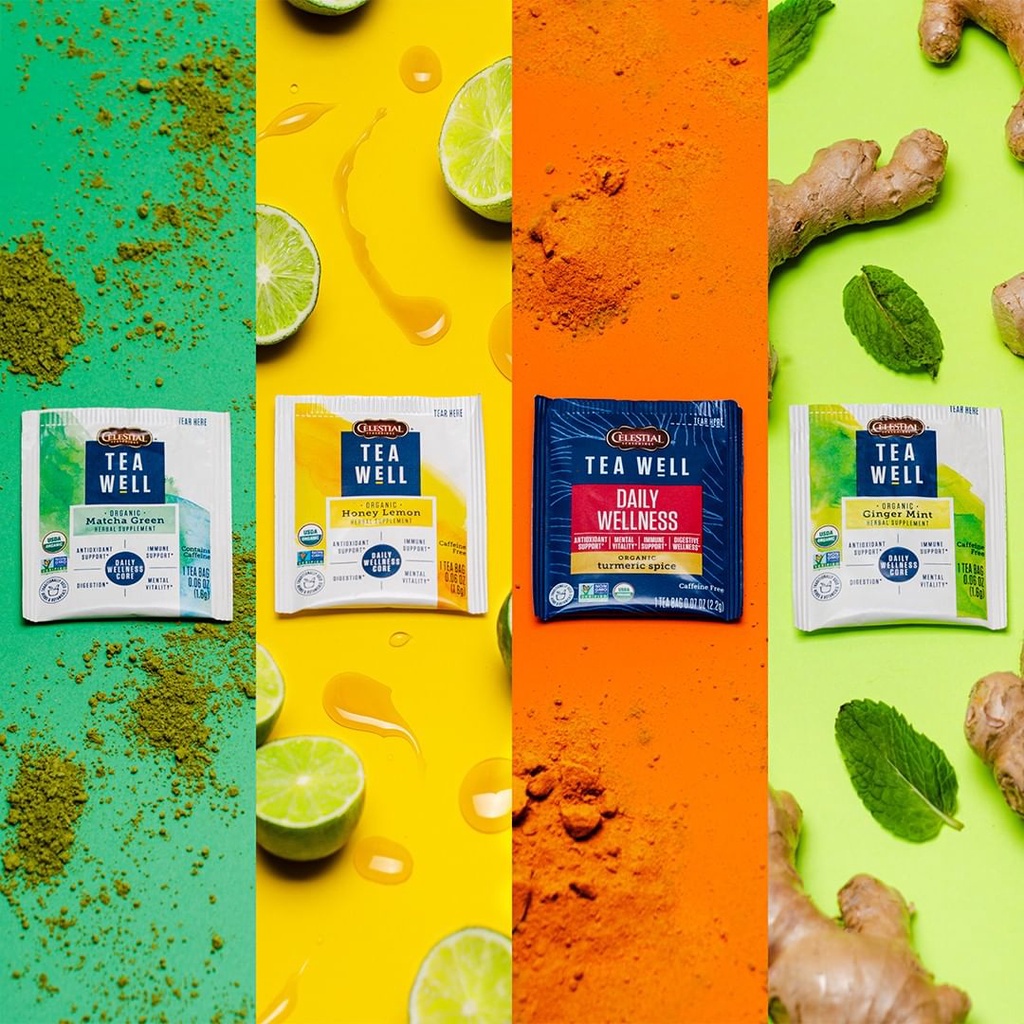 Set 5 gói lẻ trà túi lọc Celestial Seasonings (hàng Mỹ) hỗ trợ tiêu hóa, giấc ngủ, giảm stress, tăng đề kháng