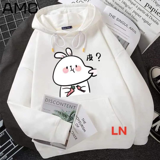 Áo hoodie thỏ trắng bẹo má 5D DA | BigBuy360 - bigbuy360.vn