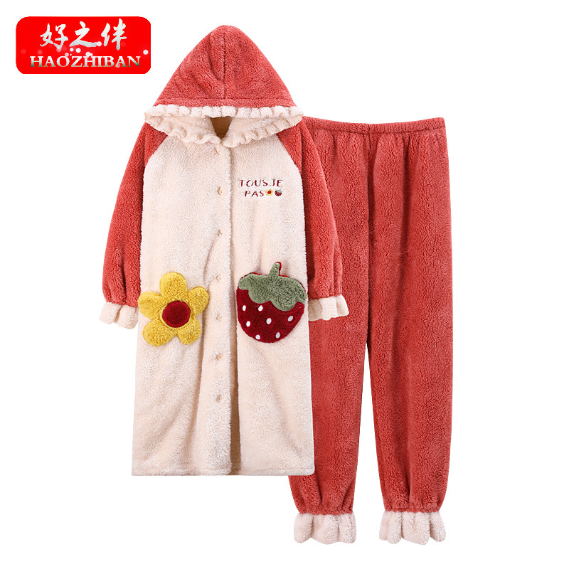 Bộ đồ ngủ dáng rộng bằng vải nỉ dày dặn dễ thương dành cho nữ | BigBuy360 - bigbuy360.vn