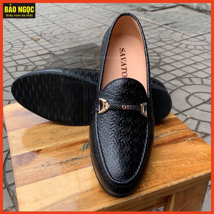 Giày Lười Nam Da Bò 100% - Bảo Hành Da 12 Tháng - Đế Cao Su Đúc Nguyên Khối Cao 3cm - Mã K26