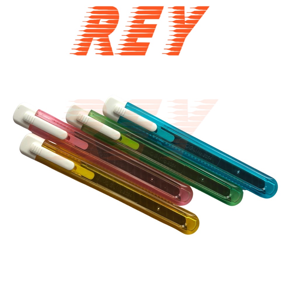 [Giao hoả tốc] Combo 4 dao rọc giấy (mẫu mới) vỏ nhưa trong suốt nhiều màu neon sinh động Deli 2054
