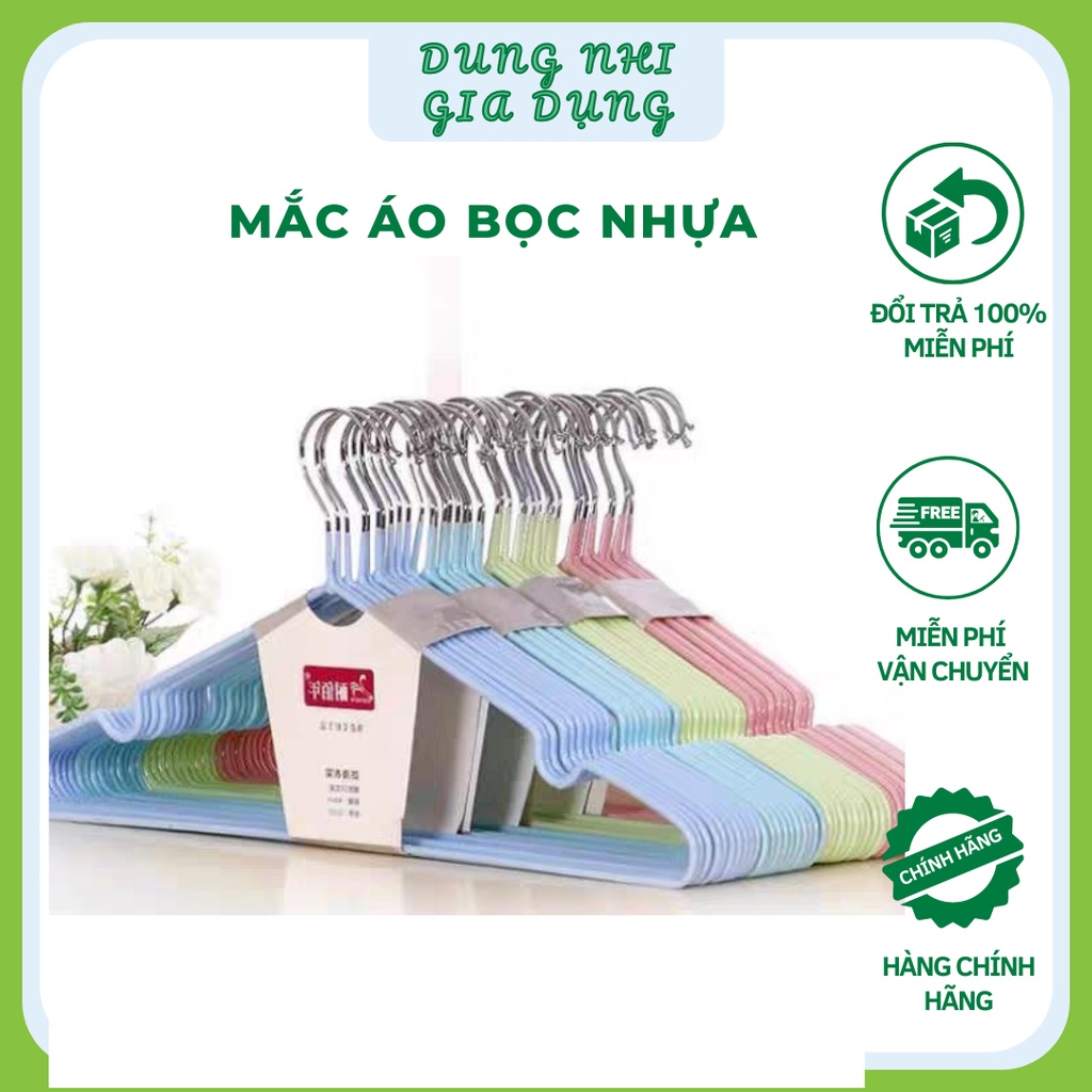 Mắc Áo INOX Bọc Nhựa Chống Ố Rỉ Mắc Quần Áo Cho Trẻ Em Và Người Lớn Có Khấc Chống Hằn Và Bay