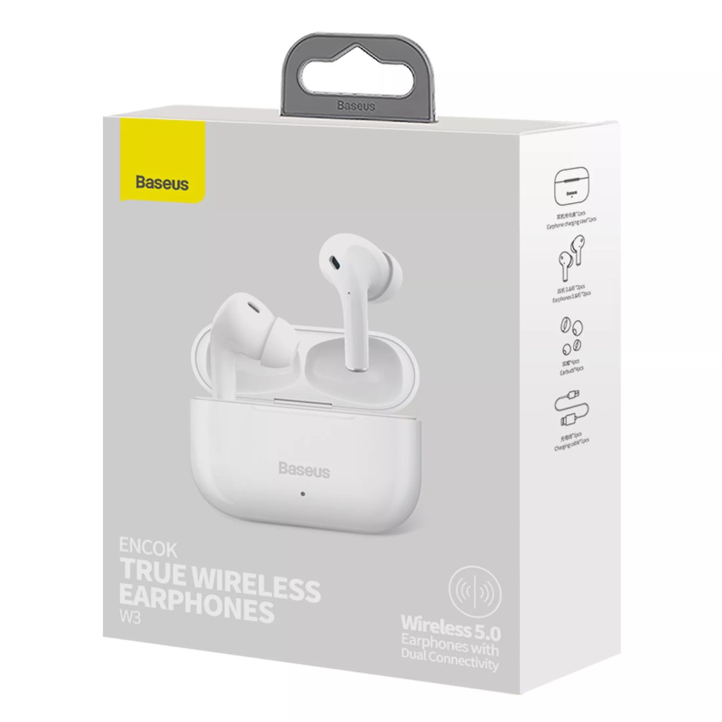 Tai nghe Bluetooth Baseus Encok True Wireless Earphones W3 Bluetooth 5.0, giảm tiếng ồn, chống thấm nước, độ bền cao