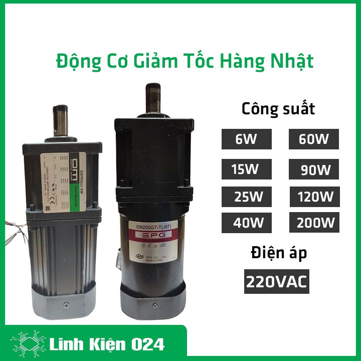 Motor động cơ giảm tốc 220VAC Nhật bãi chế máy quay nướng thịt công suất 6W/15W/25W/40W/60W/90W/120W/200W