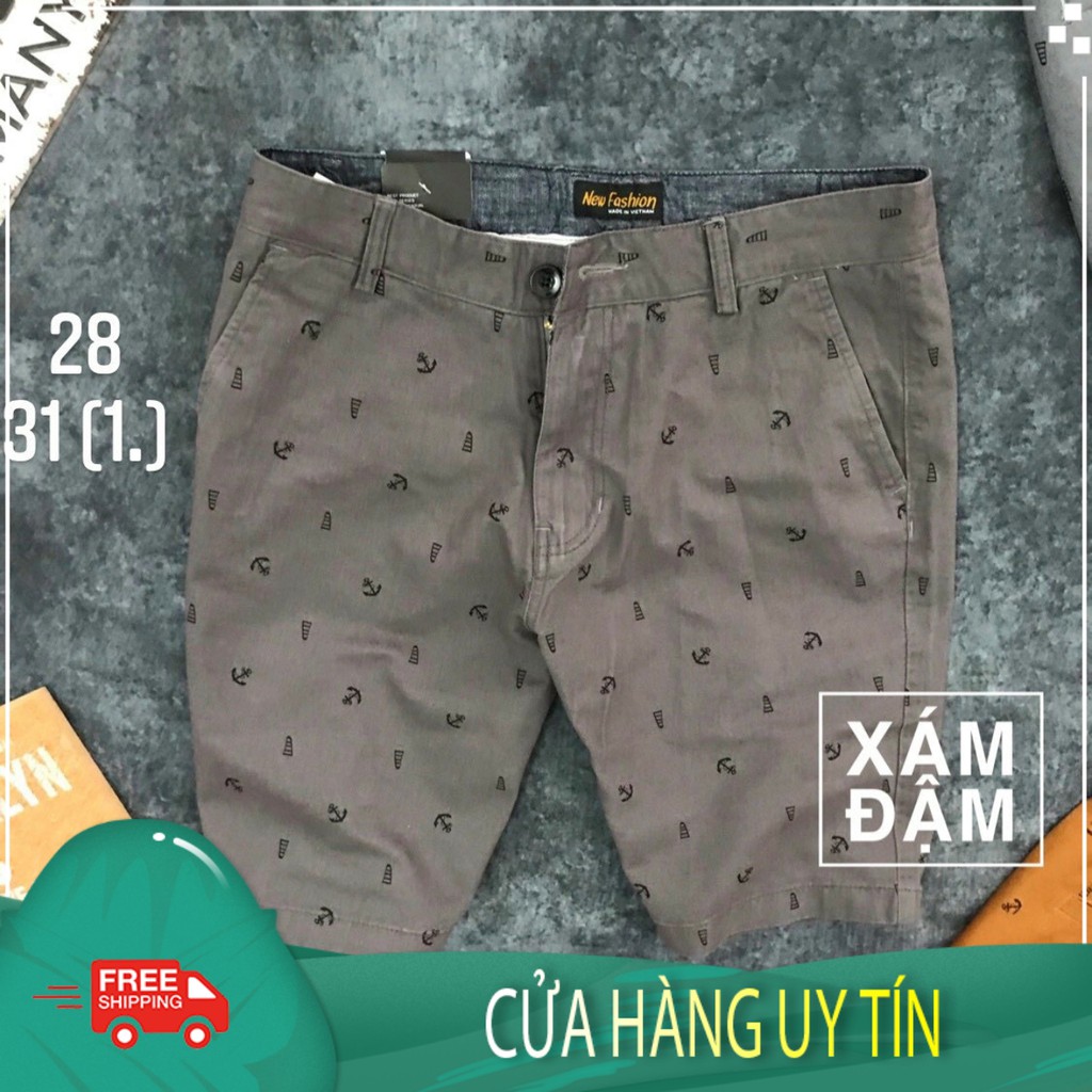 Quần short kaki nam thêu hoa văn cao cấp