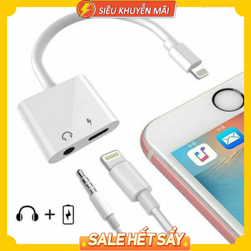 Jack chuyển đổi 2 cổng vừa sạc vừa cắm tai nghe cho ĐT táo hàng cao cấp lỗi 1 đổi 1