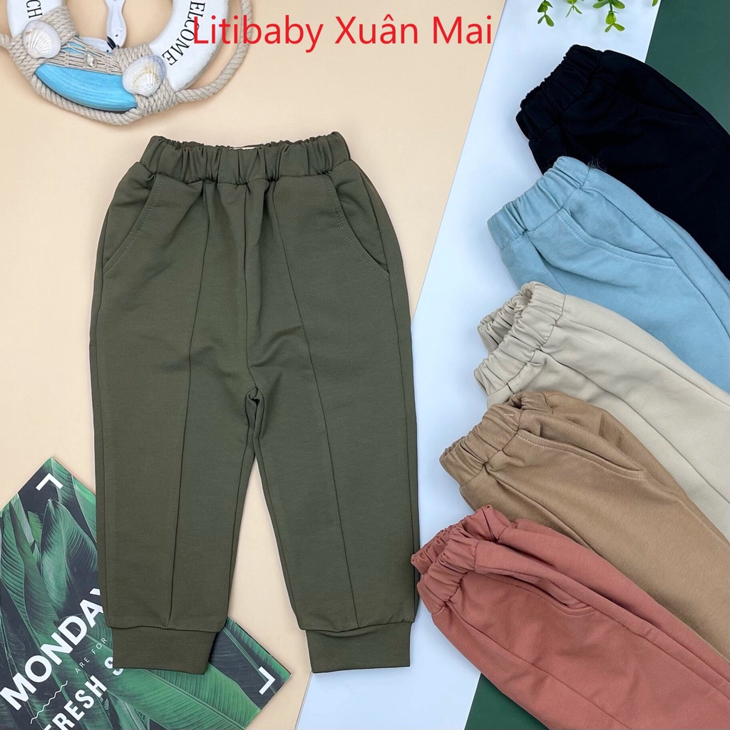 Thu Đông: Quần Nỉ Da Cá Bé Trai - Bé Gái NDCHQ02 Thương Hiệu Litibaby Size 9-14, Dành Cho Bạn Từ 26kg Đến 40 Kg