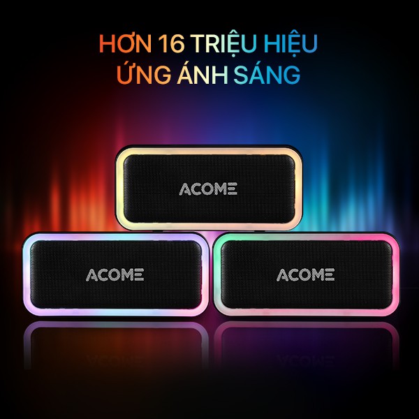 Loa Bluetooth ACOME A6 / VS6 Công Suất 5W Âm Thanh Chất Lượng Cao Hiệu Ứng LED RGD Playtime 8H Chống Nước IPX5