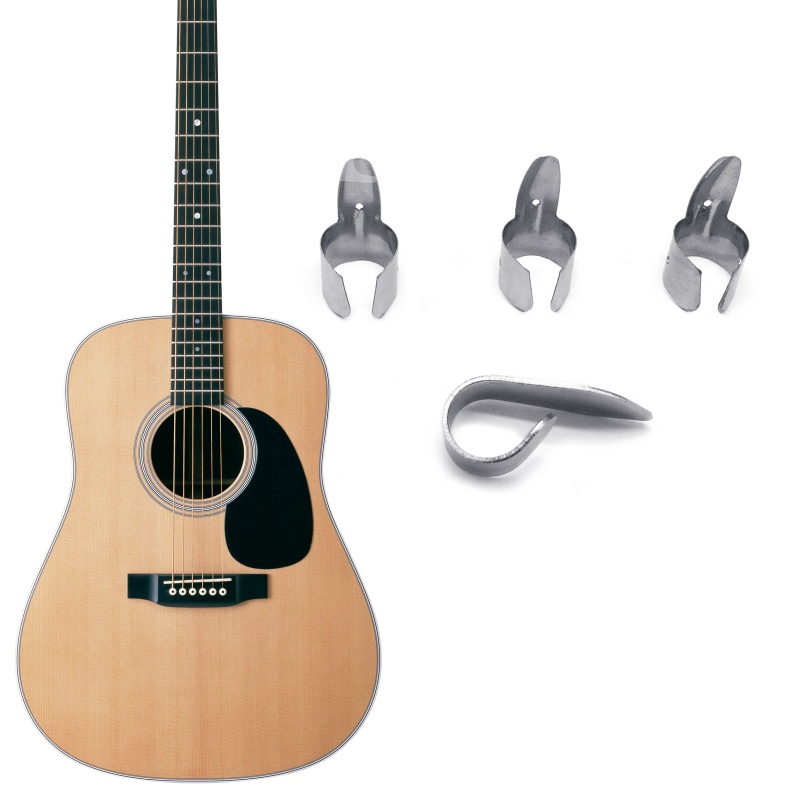 1 Ngón Tay Gảy Đàn Ghita Kèm 3 Miếng Gảy Đàn Bằng Kim Loại Dành Cho Banjo Ukulele Guitar