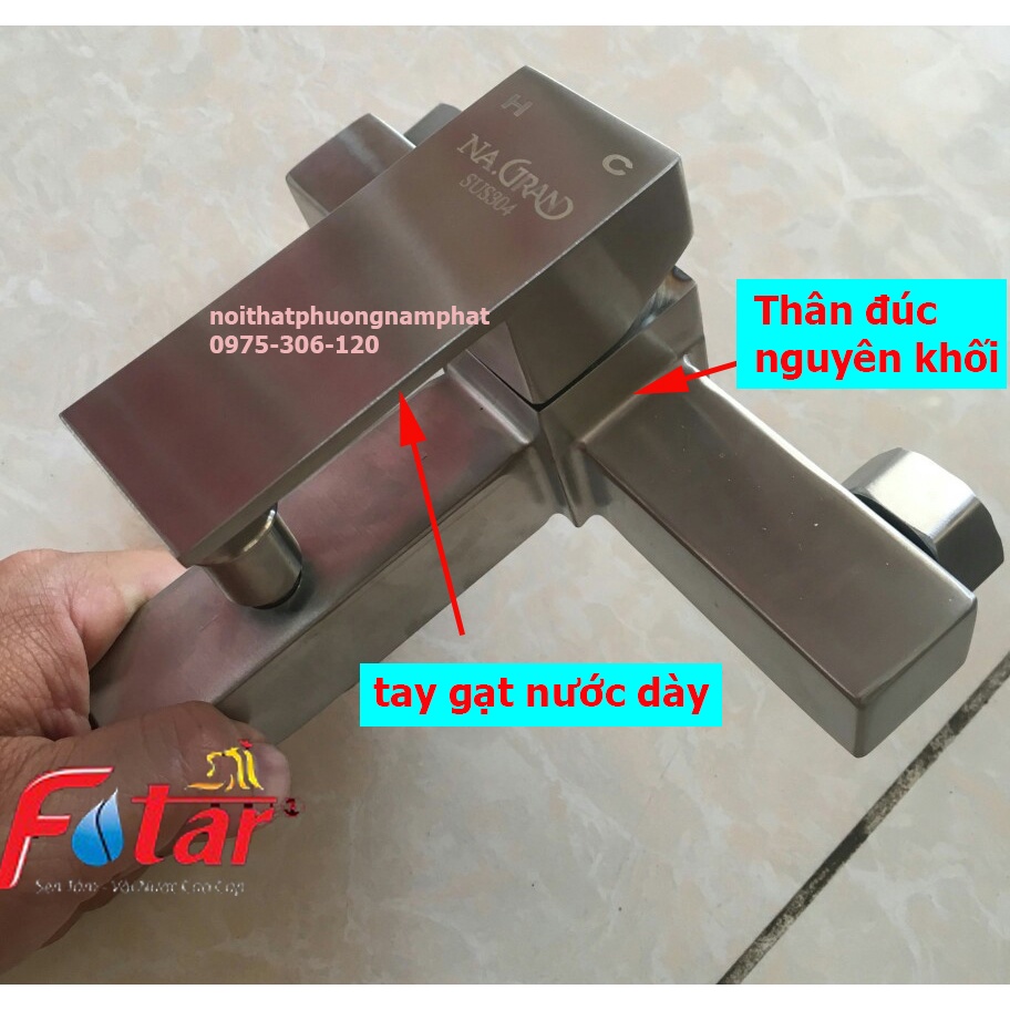 Bộ Củ Sen Nóng Lạnh INOX 304 N2001 NA.GRAND và Tay sen và dây sen HÀNG BAO XÀI ĐỔI MỚI 1 NĂM HÀNG ĐÚC CỦ SEN VUÔNG A1