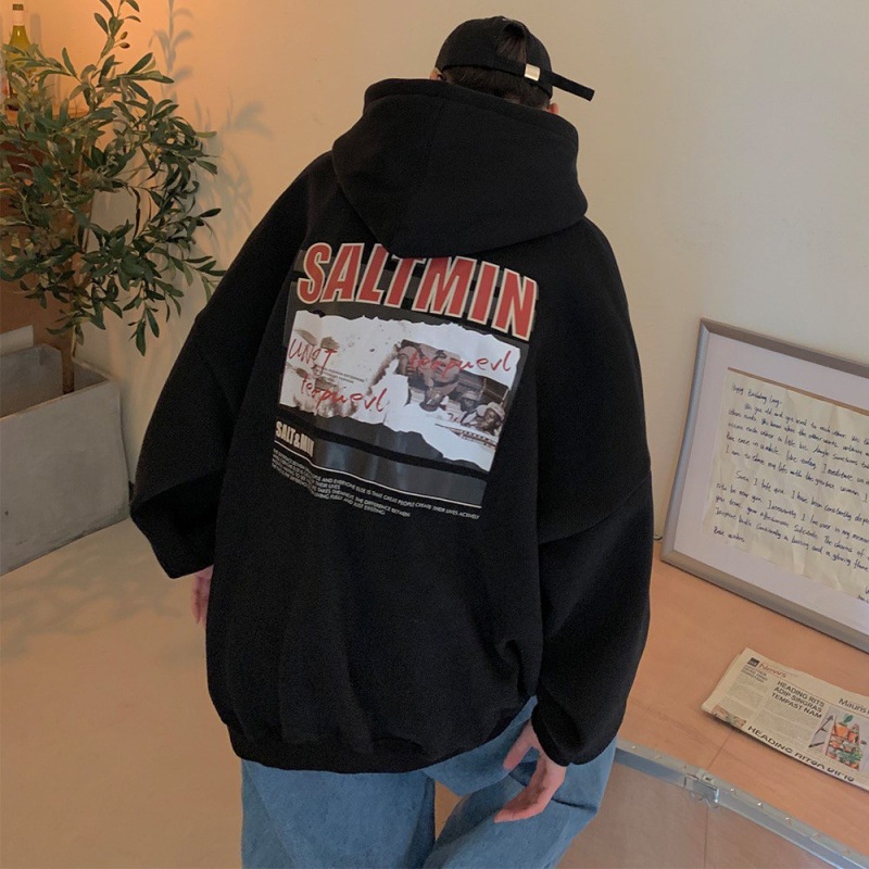 Áo hoodie AOKANG lót nhung dày dáng rộng phong cách hip hop năng động thời trang dành cho nam