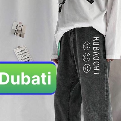 Quần Jeans Baggy Rộng, Quần Jean Nam Ống Suông Rộng In Hình Mặt Cười Kubaochi-  DUBATI FASHION