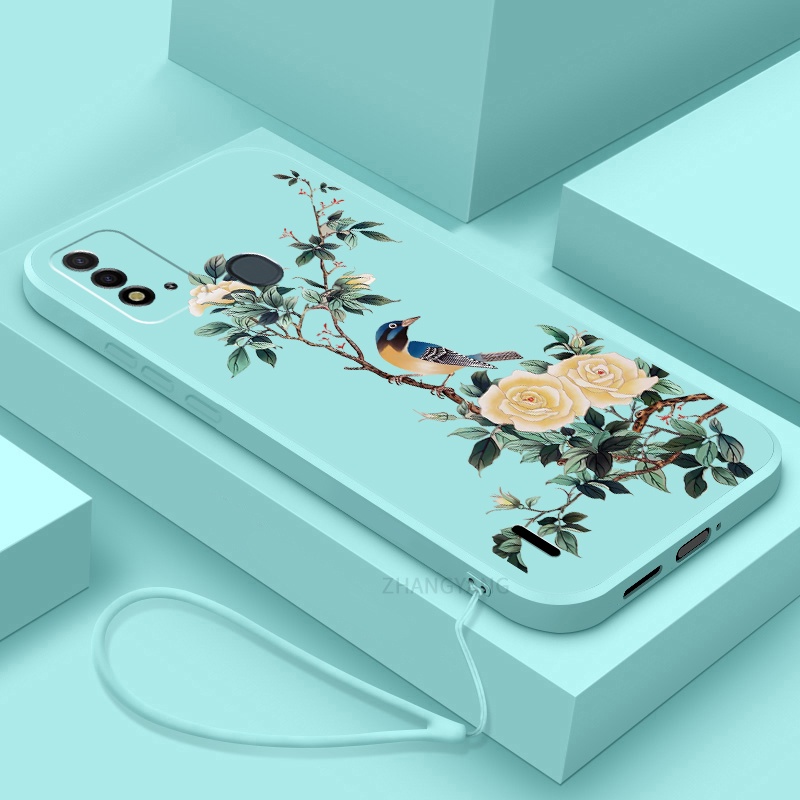 Ốp Điện Thoại TPU Mềm Họa Tiết Hoa Và Chim Có Dây Đeo Cho Itel p37