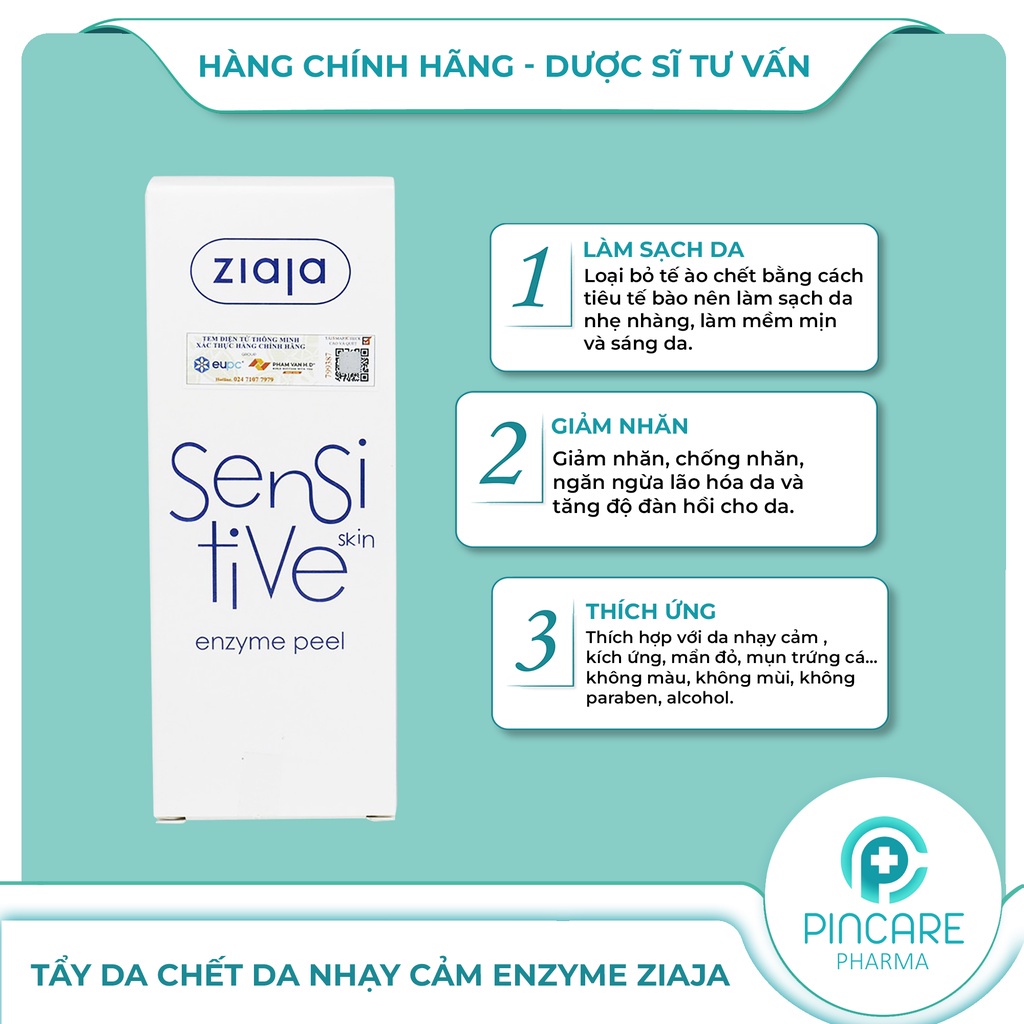 Tẩy Da Chết Ziaja Sensitive Skin Enzyme Peeling 60ml Cho Da Nhạy Cảm - Hàng chính hãng - Nhà Thuốc Pincare
