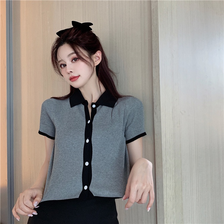 Áo thun tay ngắn cổ polo vải lụa lạnh phong cách trẻ trung dành cho nữ